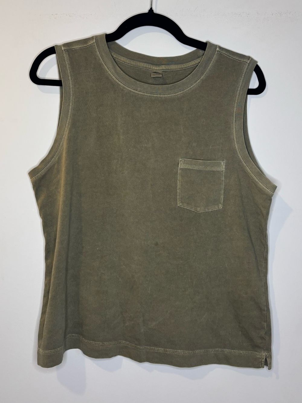 OLD NAVY 100% Cotton Sleeveless Olive Tank Shirt with Chest Pocket